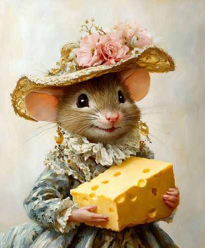 Portrait de souris avec fromage
