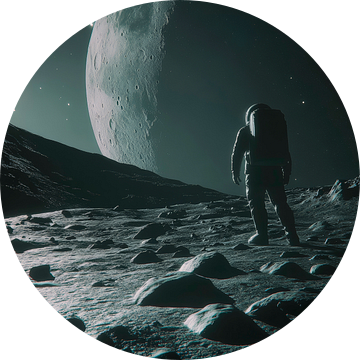Astronaut op de maan bij nacht van Poster Art Shop