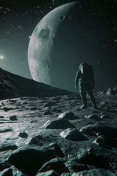 Astronaut op de maan bij nacht van Poster Art Shop