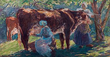 Kuh beim Melken, Carl Fahringer