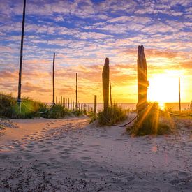 Zonsopkomst op het strand aan de waddenzee sur Dick Hooijschuur