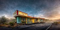 Verlaten motel uit de jaren vijftig langs Route 66