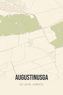 Vintage landkaart van Augustinusga (Fryslan) van Rezona