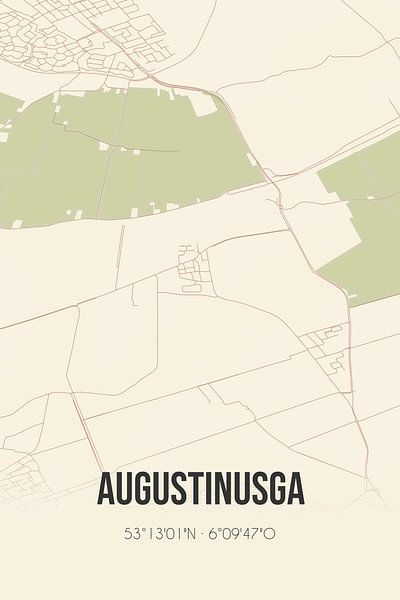 Vintage map of Augustinusga (Fryslan) by Prints of Place