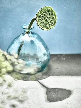 Gousse de lotus dans un vase sur Martijn Hoogendoorn