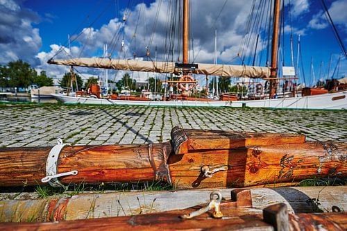 Details of a historic sailing boat.