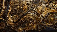 Gold with Black Painting | Oblong Painting | Large Painting Living Room