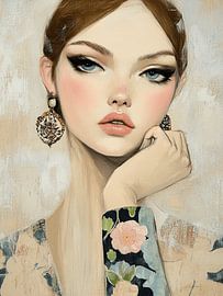 Modernes Porträt in Pastellfarben von Carla Van Iersel