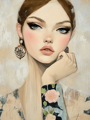 Modern portret in pastelkleuren