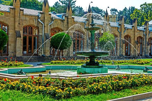 Fountain and drinking gallery in Kislovodsk city.