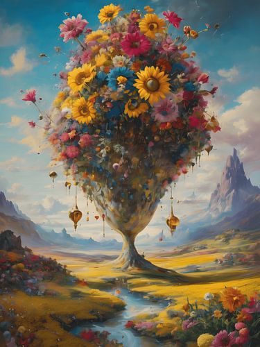 Surrealisme  bloemen landschap