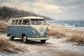Driving Through History – Volkswagen Type 2 Split-Window Bus – 1950 by Johannas Art Creations