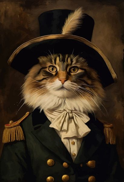 Norwegian Forest Cat in Napoleonic Era Portrait by MIROKKU