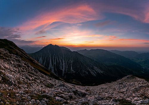 Alpengloren over de Allgäuer Alpen