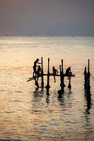 genieten van ondergande zon