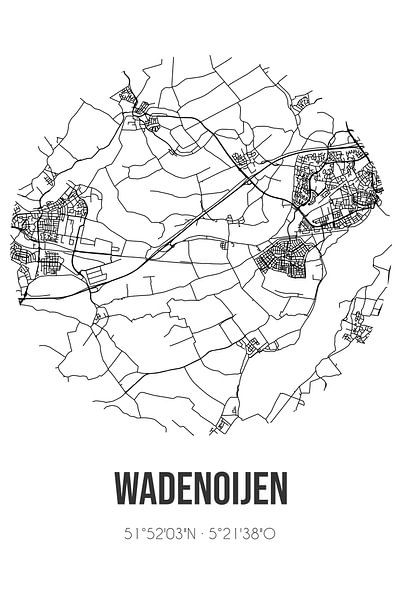Wadenoijen (Gelderland) | Map | Black and white by Prints of Place