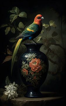 Vogel auf Vase Urbaner Dschungel von But First Framing