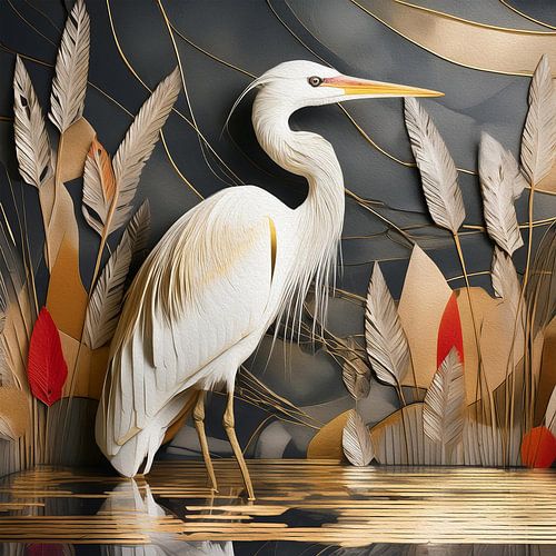 Witte reiger in hotel chique stijl