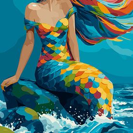 Mystical mermaid with a colourful tail by Pixelbull Design