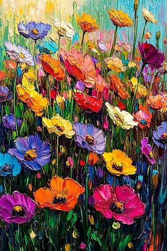 Kleurrijk veld vol bloemen