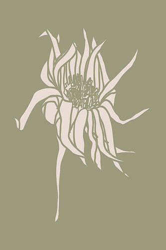 Boho botanische bloem op saliegroen nr. 10