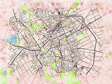 Kaart van Düren in de stijl 'Soothing Spring' van Maporia