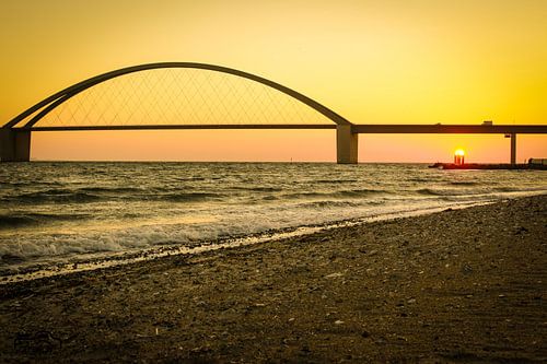 Fehmarnsund bridge, sunset