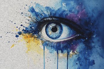 Abstracte aquarelschilderij van een oog – Artistieke visie, emotie en creatieve expressie van Kimita Jennaira
