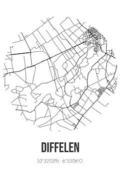 Diffelen (Overijssel) | Landkaart | Zwart-wit van Rezona