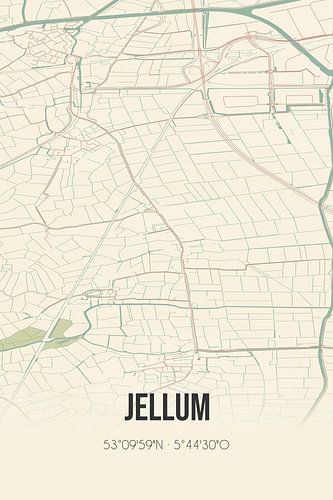 Alte Karte von Jellum (Fryslan)