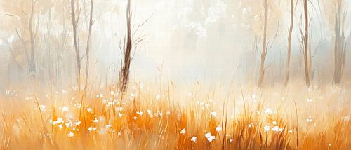 Autumn landscape in the fog