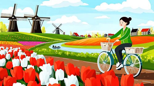 Fietstocht door de tulpenvelden