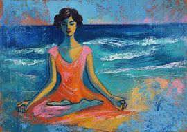 Women’s Meditation by Abstract Painting