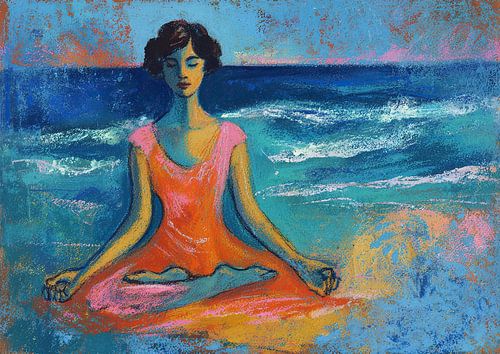 Women’s Meditation by Abstract Painting