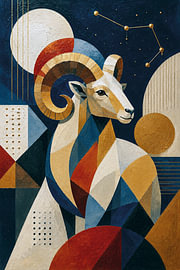 Schilderij van het sterrenbeeld Ram – Moderne astrologische kunst van Galerij Hoppenbrouwers