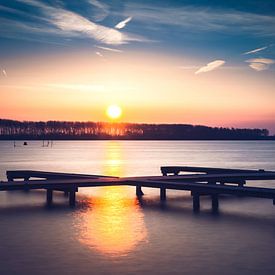 Sunset Lake Veere Zeeland by Pat Ronopawiro