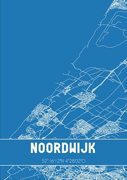 Blauwdruk | Landkaart | Noordwijk (Zuid-Holland) van MijnStadsPoster