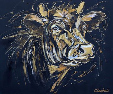 Black/gold cow