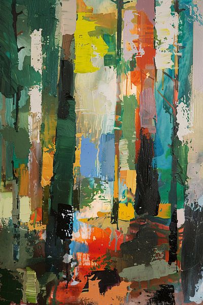 Dynamische Abstracte Olieverf in Levendige Kleuren van Art & Soul Creations
