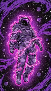 Astronaut schwebt im kosmischen Wirbel