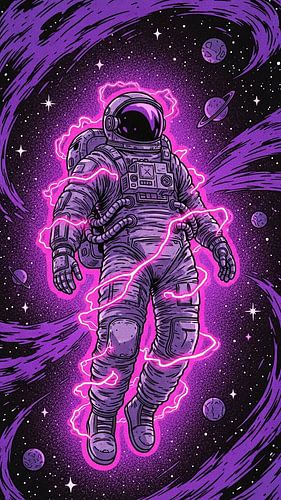 Astronaut Floating in Cosmic Vortex