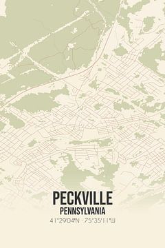 Vintage landkaart van Peckville (Pennsylvania), USA. van MijnStadsPoster