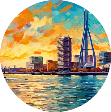 Skyline Rotterdam van PixelPrestige