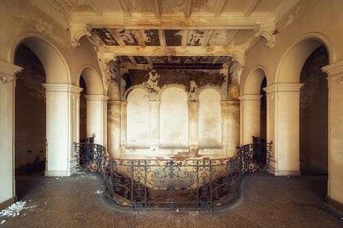 palatial - staircase of an abandoned villa in the mountains of italy
