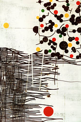 Lignes noires et points colorés