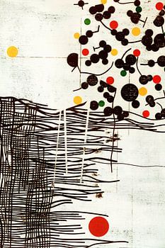 Zwarte lijnen en kleurrijke stippen