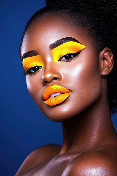 Beauté noire au maquillage jaune par Frank Heinz