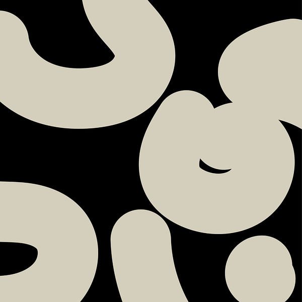 Boho Abstract Shapes. Weiß auf Schwarz Nr. 10 von Dina Dankers