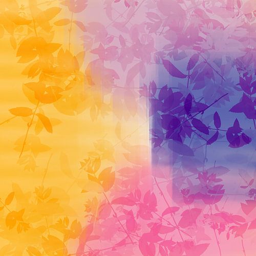 Kleurrijke botanische kunst in pastel en neonkleuren. Herfst.