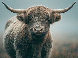 Scottish Highland cow in the mist by Egon Zitter